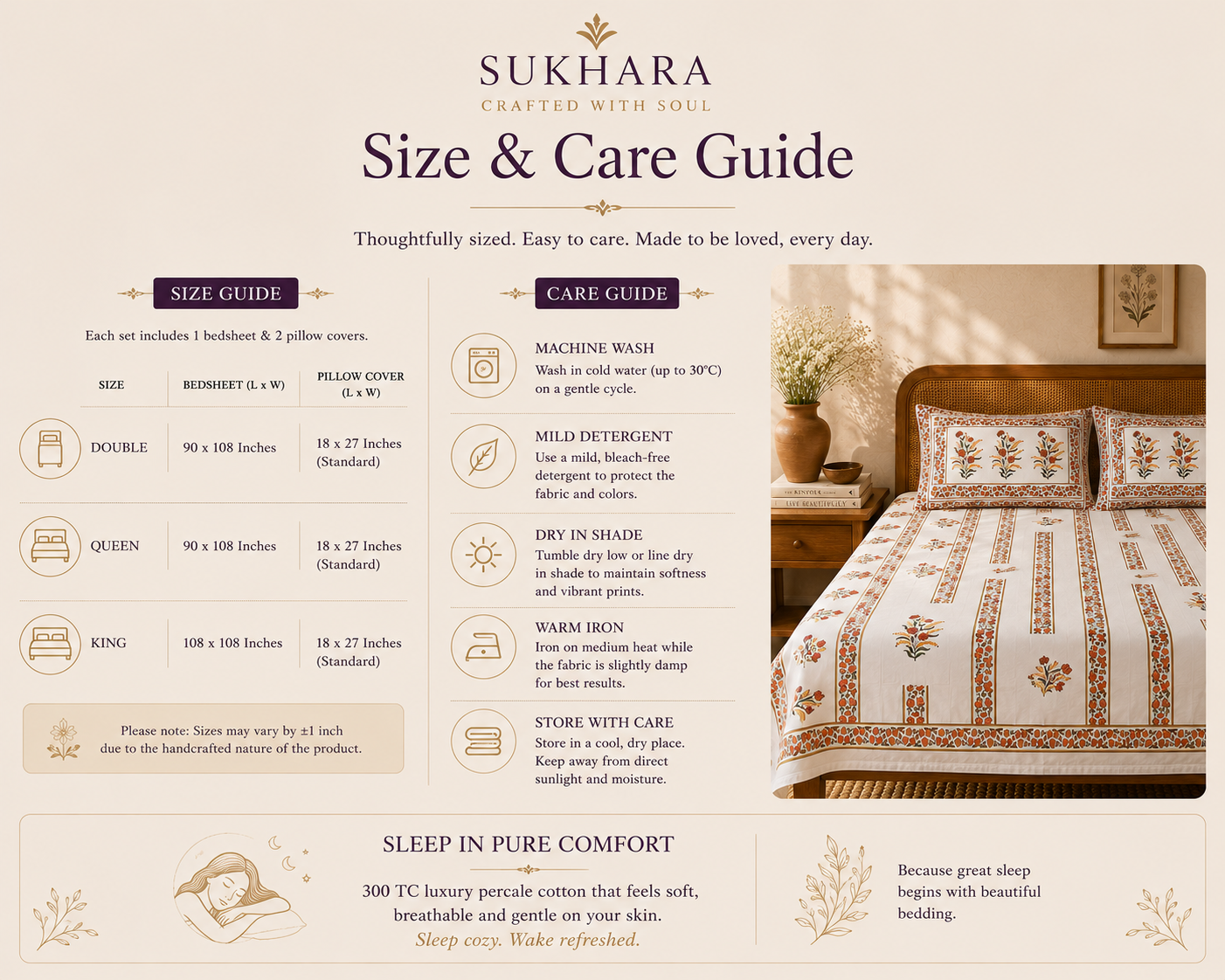 Bedding Designs – Handmade Queen Size Cotton Bedsheet with Floral Medallions