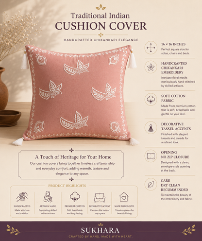 Traditional Indian Cushion Covers with Intricate Embroidery – Manmohak Collection | Sukhara
