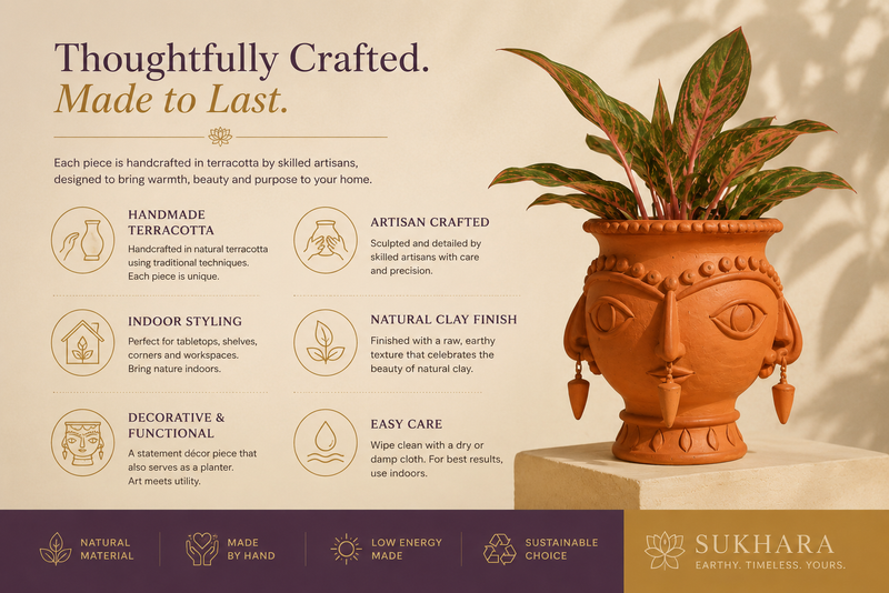 Maya Handcrafted Terracotta Face Planter