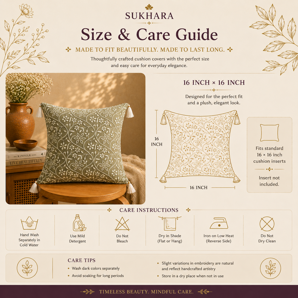 Handmade Cushion Covers – Luxury Chikankari Embroidery by Indian Artisans | Sukhara
