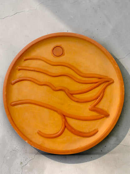 Terracotta Flow Wall Plate – Handmade Minimal Earth Art