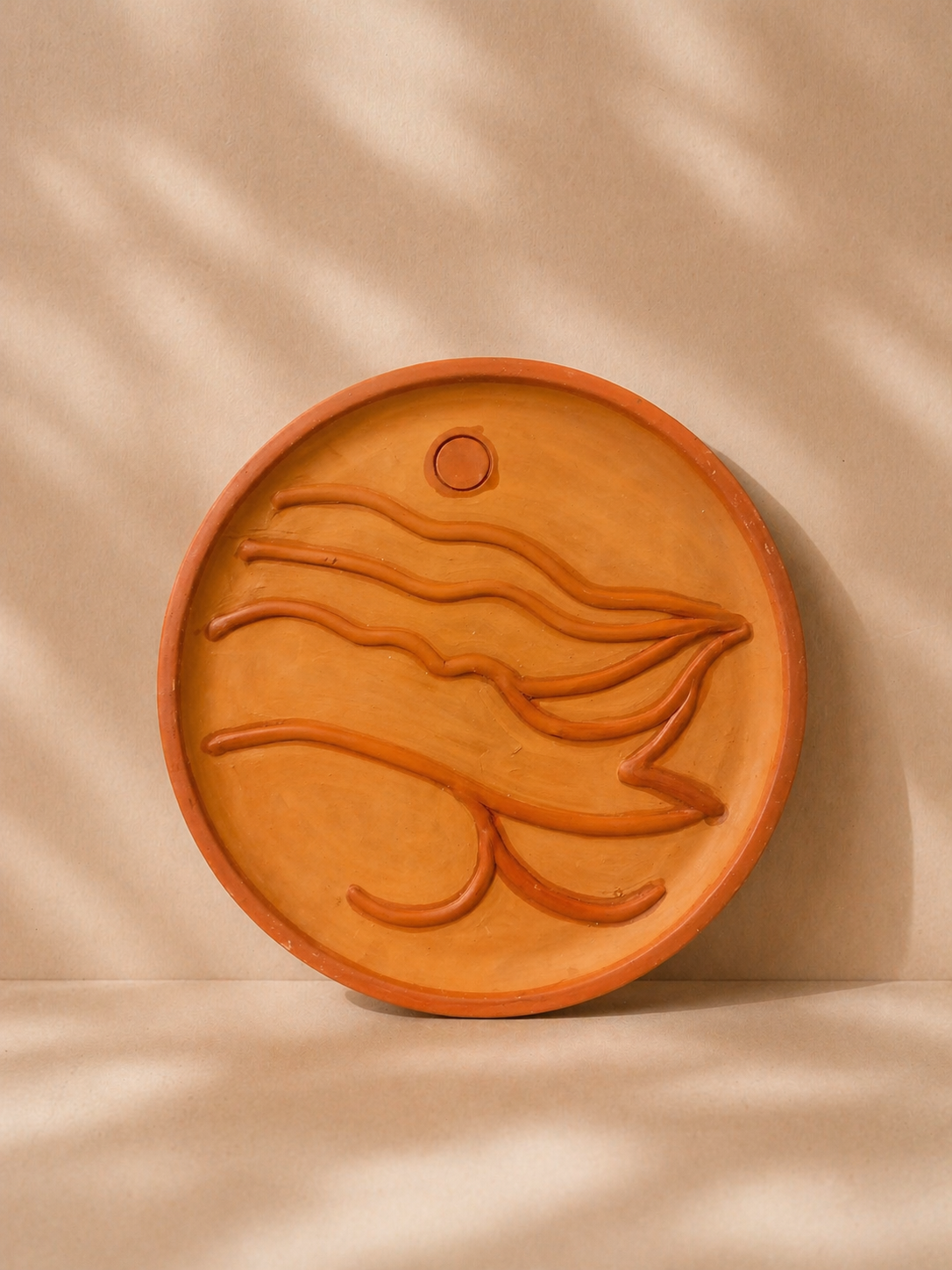 Terracotta Flow Wall Plate – Handmade Minimal Earth Art