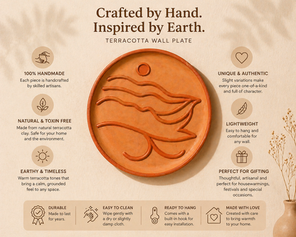 Terracotta Flow Wall Plate – Handmade Minimal Earth Art