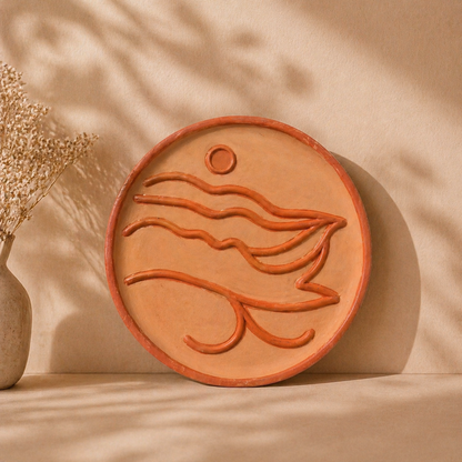 Terracotta Flow Wall Plate – Handmade Minimal Earth Art